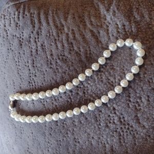 Vintage Signed Napier Pearl Necklace, Individually Knotted, Magnetic Clasp